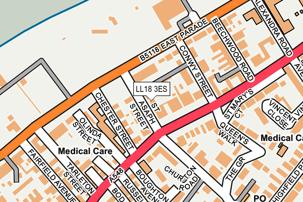 LL18 3ES map - OS OpenMap – Local (Ordnance Survey)