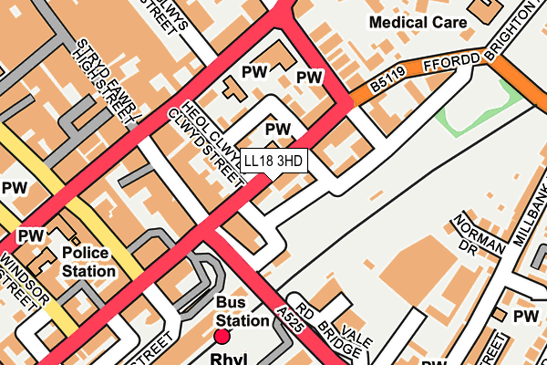 LL18 3HD map - OS OpenMap – Local (Ordnance Survey)