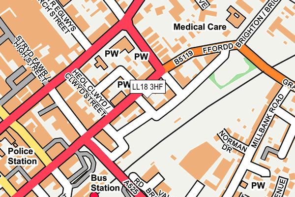LL18 3HF map - OS OpenMap – Local (Ordnance Survey)