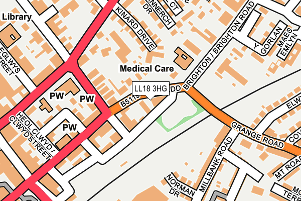 LL18 3HG map - OS OpenMap – Local (Ordnance Survey)