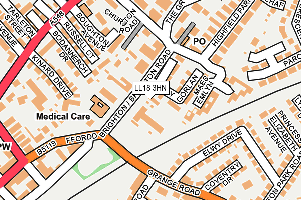 LL18 3HN map - OS OpenMap – Local (Ordnance Survey)