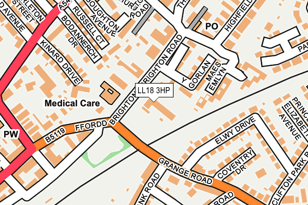LL18 3HP map - OS OpenMap – Local (Ordnance Survey)