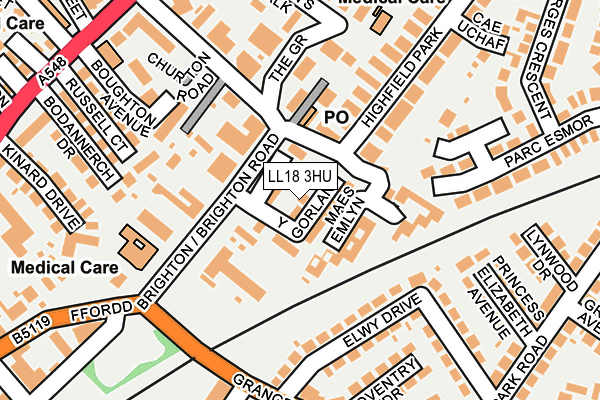 LL18 3HU map - OS OpenMap – Local (Ordnance Survey)