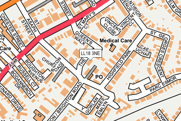 LL18 3NE map - OS OpenMap – Local (Ordnance Survey)
