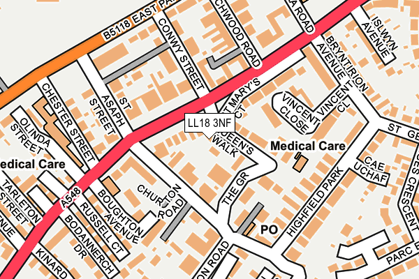 LL18 3NF map - OS OpenMap – Local (Ordnance Survey)