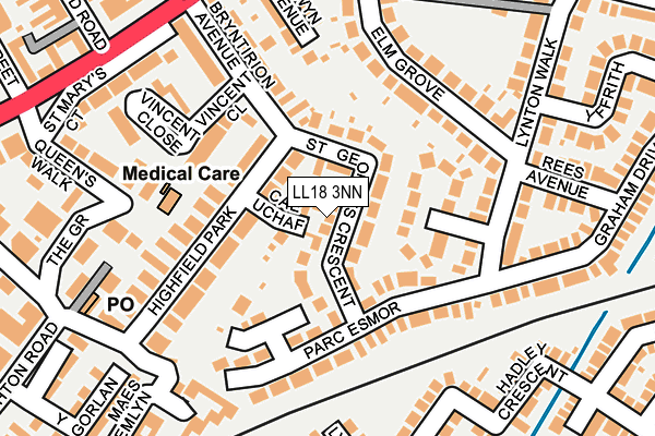 LL18 3NN map - OS OpenMap – Local (Ordnance Survey)