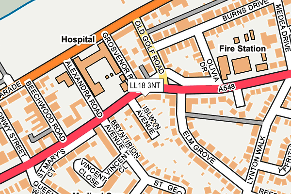 LL18 3NT map - OS OpenMap – Local (Ordnance Survey)