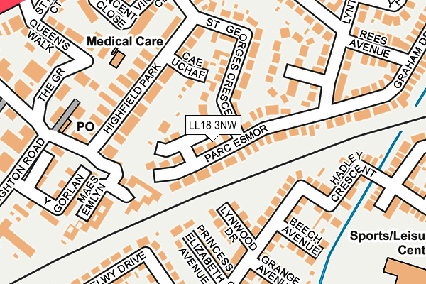 LL18 3NW map - OS OpenMap – Local (Ordnance Survey)
