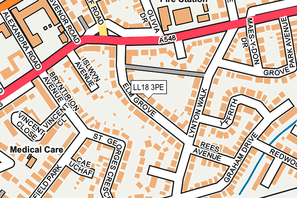 LL18 3PE map - OS OpenMap – Local (Ordnance Survey)