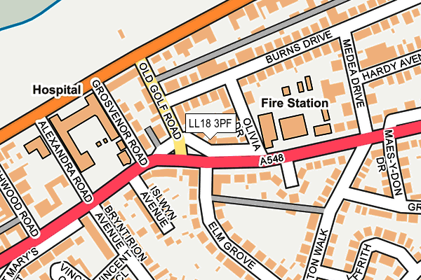 LL18 3PF map - OS OpenMap – Local (Ordnance Survey)
