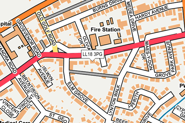 LL18 3PG map - OS OpenMap – Local (Ordnance Survey)