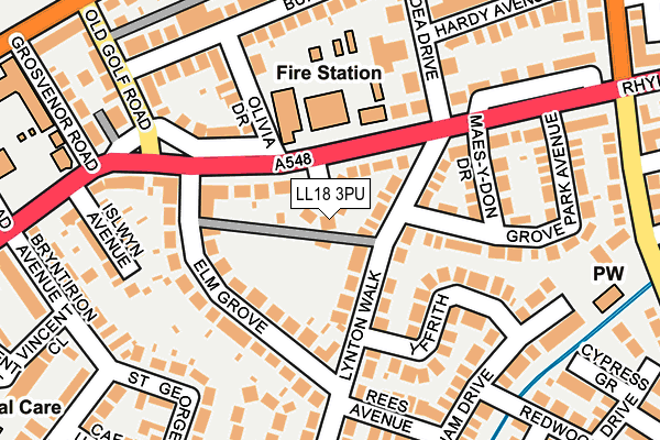 LL18 3PU map - OS OpenMap – Local (Ordnance Survey)