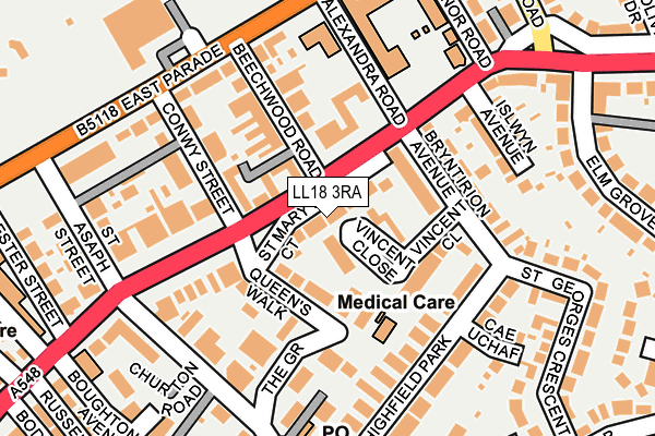 LL18 3RA map - OS OpenMap – Local (Ordnance Survey)