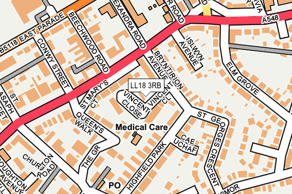 LL18 3RB map - OS OpenMap – Local (Ordnance Survey)