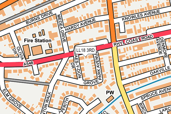 LL18 3RD map - OS OpenMap – Local (Ordnance Survey)