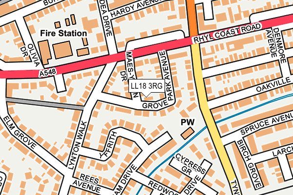 LL18 3RG map - OS OpenMap – Local (Ordnance Survey)
