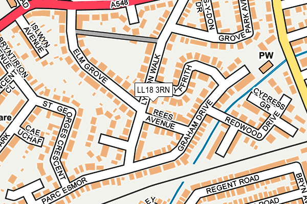 LL18 3RN map - OS OpenMap – Local (Ordnance Survey)