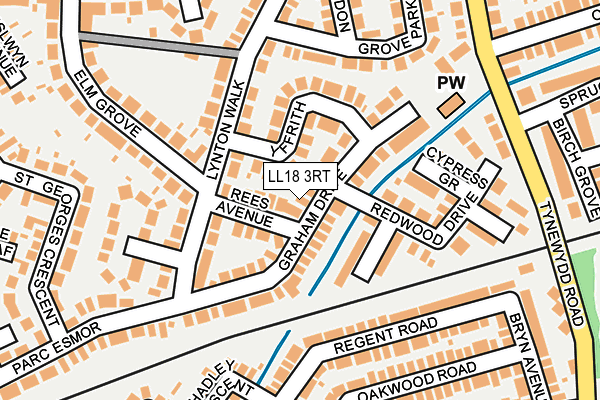 LL18 3RT map - OS OpenMap – Local (Ordnance Survey)