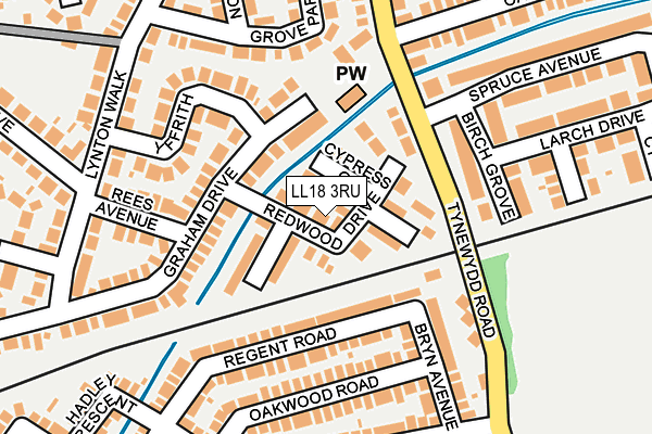 LL18 3RU map - OS OpenMap – Local (Ordnance Survey)