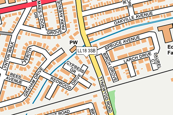 LL18 3SB map - OS OpenMap – Local (Ordnance Survey)