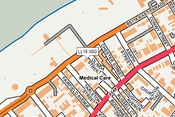 LL18 3SG map - OS OpenMap – Local (Ordnance Survey)