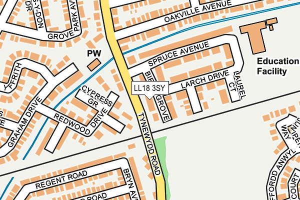 LL18 3SY map - OS OpenMap – Local (Ordnance Survey)