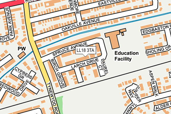 LL18 3TA map - OS OpenMap – Local (Ordnance Survey)