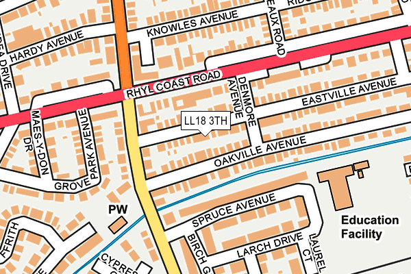 LL18 3TH map - OS OpenMap – Local (Ordnance Survey)