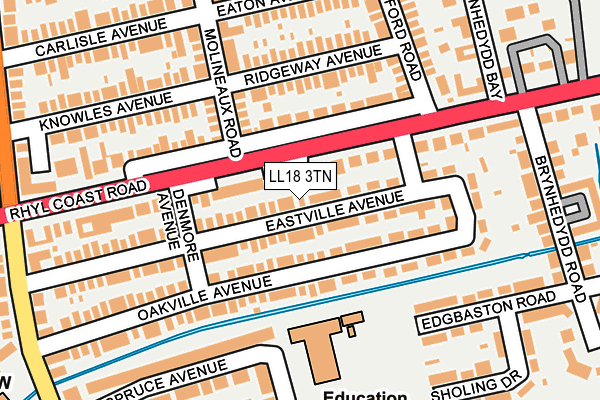 LL18 3TN map - OS OpenMap – Local (Ordnance Survey)