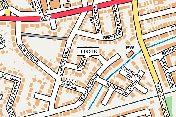 LL18 3TR map - OS OpenMap – Local (Ordnance Survey)