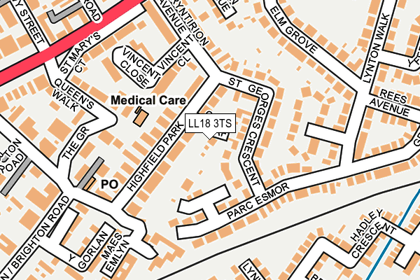 LL18 3TS map - OS OpenMap – Local (Ordnance Survey)