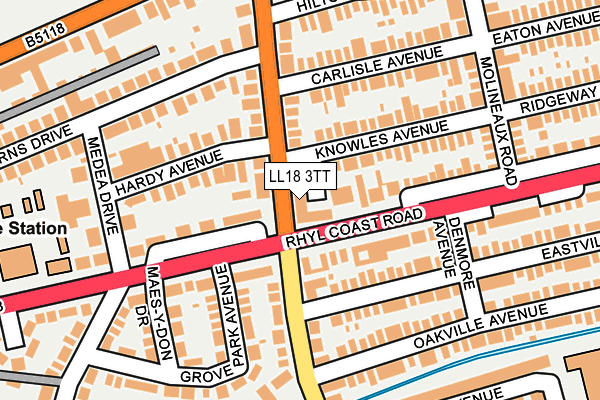 LL18 3TT map - OS OpenMap – Local (Ordnance Survey)
