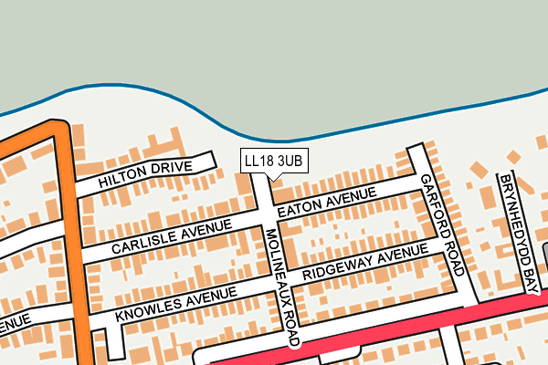 LL18 3UB map - OS OpenMap – Local (Ordnance Survey)