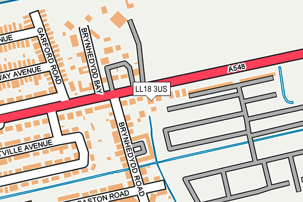 LL18 3US map - OS OpenMap – Local (Ordnance Survey)