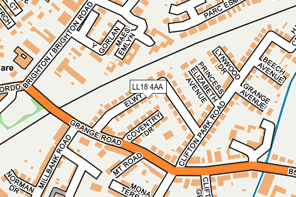 LL18 4AA map - OS OpenMap – Local (Ordnance Survey)