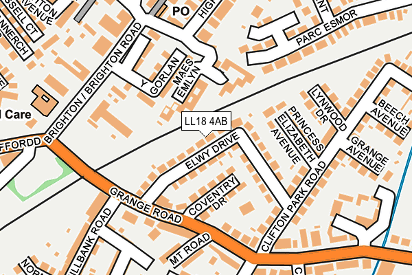 LL18 4AB map - OS OpenMap – Local (Ordnance Survey)