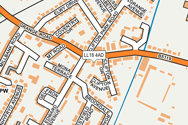 LL18 4AD map - OS OpenMap – Local (Ordnance Survey)