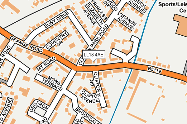 LL18 4AE map - OS OpenMap – Local (Ordnance Survey)