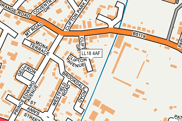 LL18 4AF map - OS OpenMap – Local (Ordnance Survey)