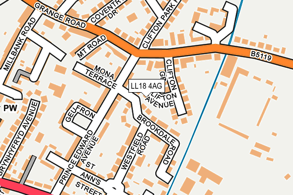 LL18 4AG map - OS OpenMap – Local (Ordnance Survey)