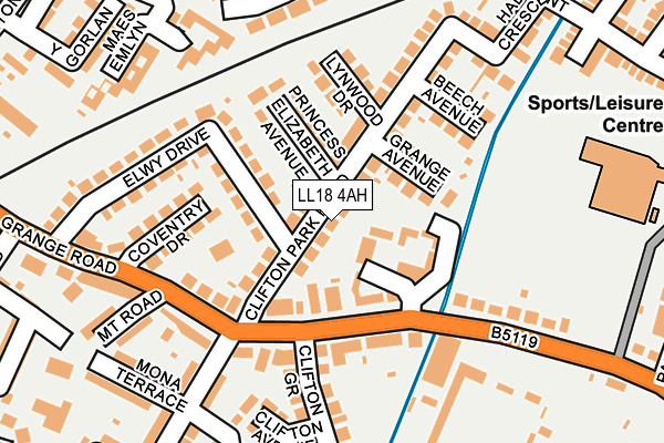 LL18 4AH map - OS OpenMap – Local (Ordnance Survey)