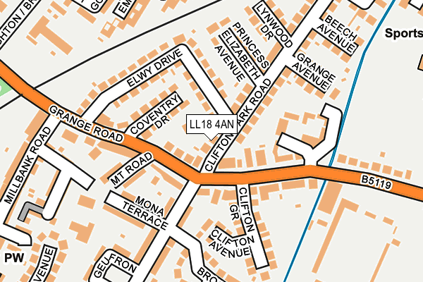 LL18 4AN map - OS OpenMap – Local (Ordnance Survey)