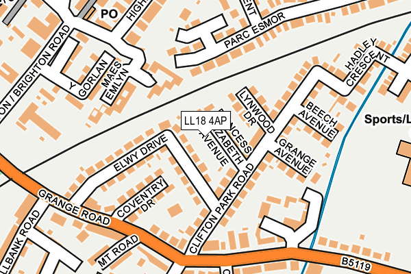 LL18 4AP map - OS OpenMap – Local (Ordnance Survey)
