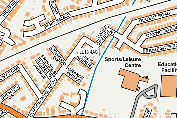 LL18 4AS map - OS OpenMap – Local (Ordnance Survey)