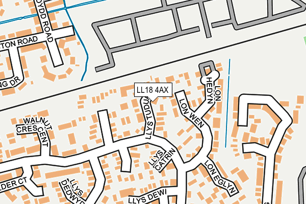 LL18 4AX map - OS OpenMap – Local (Ordnance Survey)