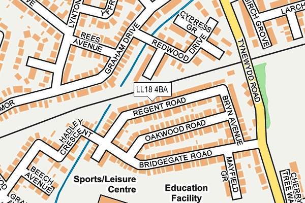 LL18 4BA map - OS OpenMap – Local (Ordnance Survey)