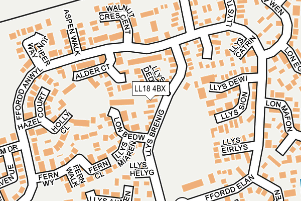 LL18 4BX map - OS OpenMap – Local (Ordnance Survey)