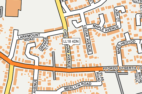 LL18 4DN map - OS OpenMap – Local (Ordnance Survey)