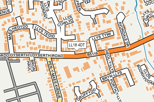 LL18 4DT map - OS OpenMap – Local (Ordnance Survey)