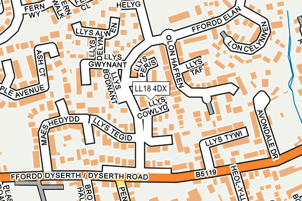 LL18 4DX map - OS OpenMap – Local (Ordnance Survey)